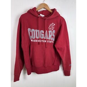 Champion Reverse Weave Hoodie Crimson Red Washington State‎ Cougars Logo Small